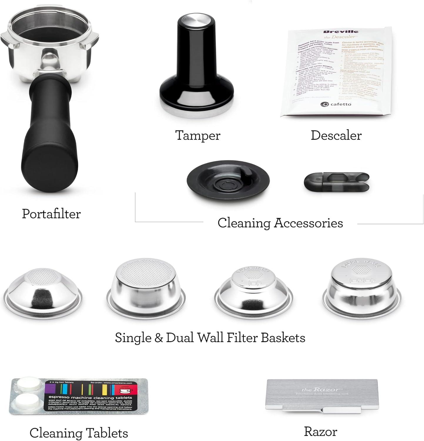 imageBreville Bambino Plus Espresso Machine BES500BSS Brushed Stainless SteelBlack Stainless Steel