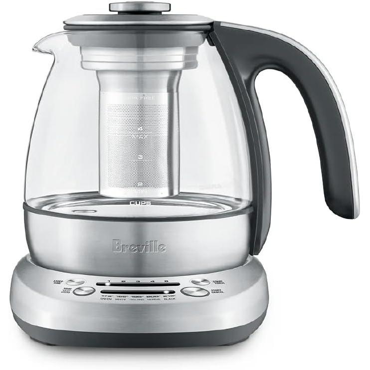 imageBreville BTM500CLR Tea Maker Compact Infuser and Water Kettle 4 Cup Brushed Stainless Steel and Glass