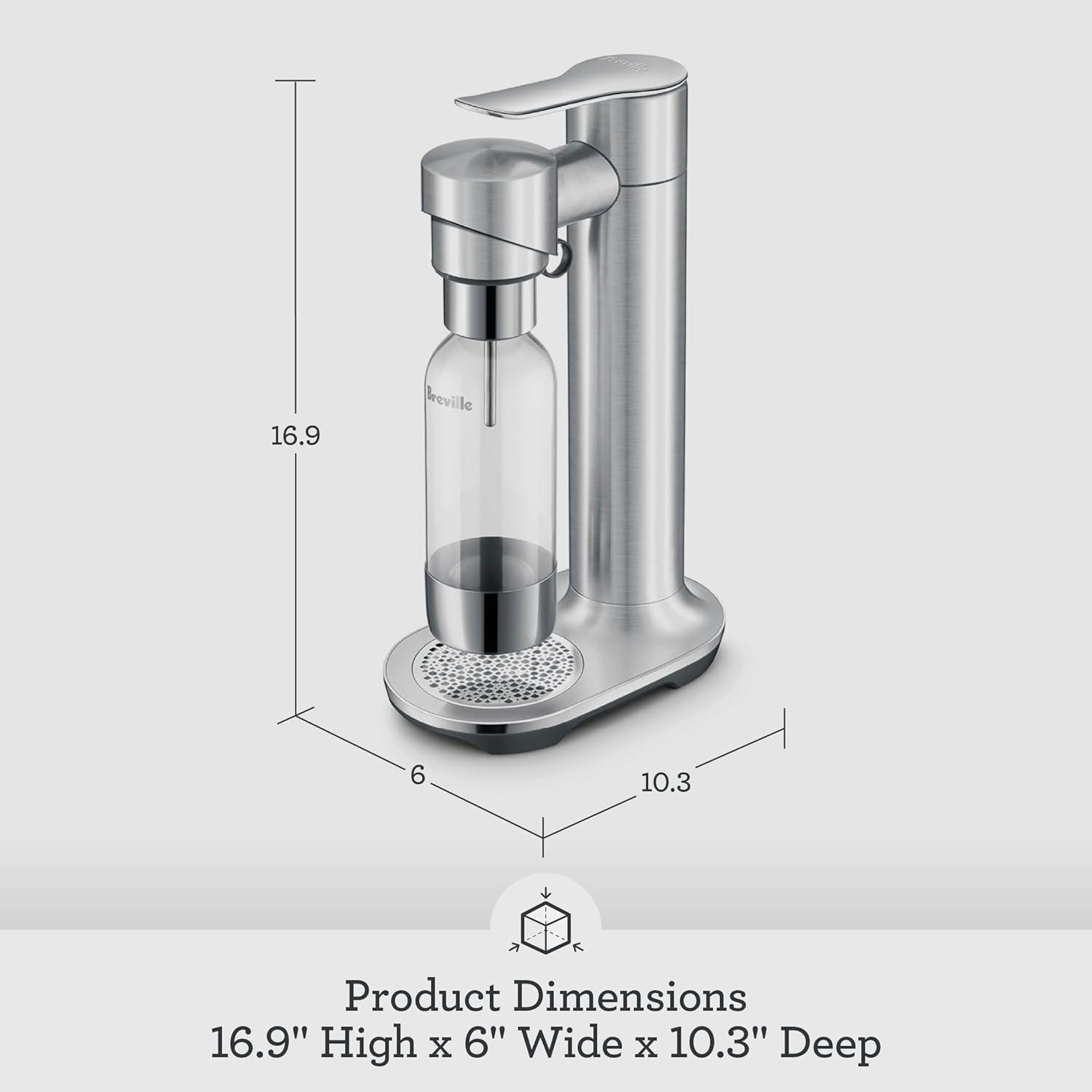 imageBreville BCA800BTR InFizz Fusion Sparkling Water and Beverage Carbonator CO2 Cylinder Not Included Black TruffleBrushed Stainless Steel